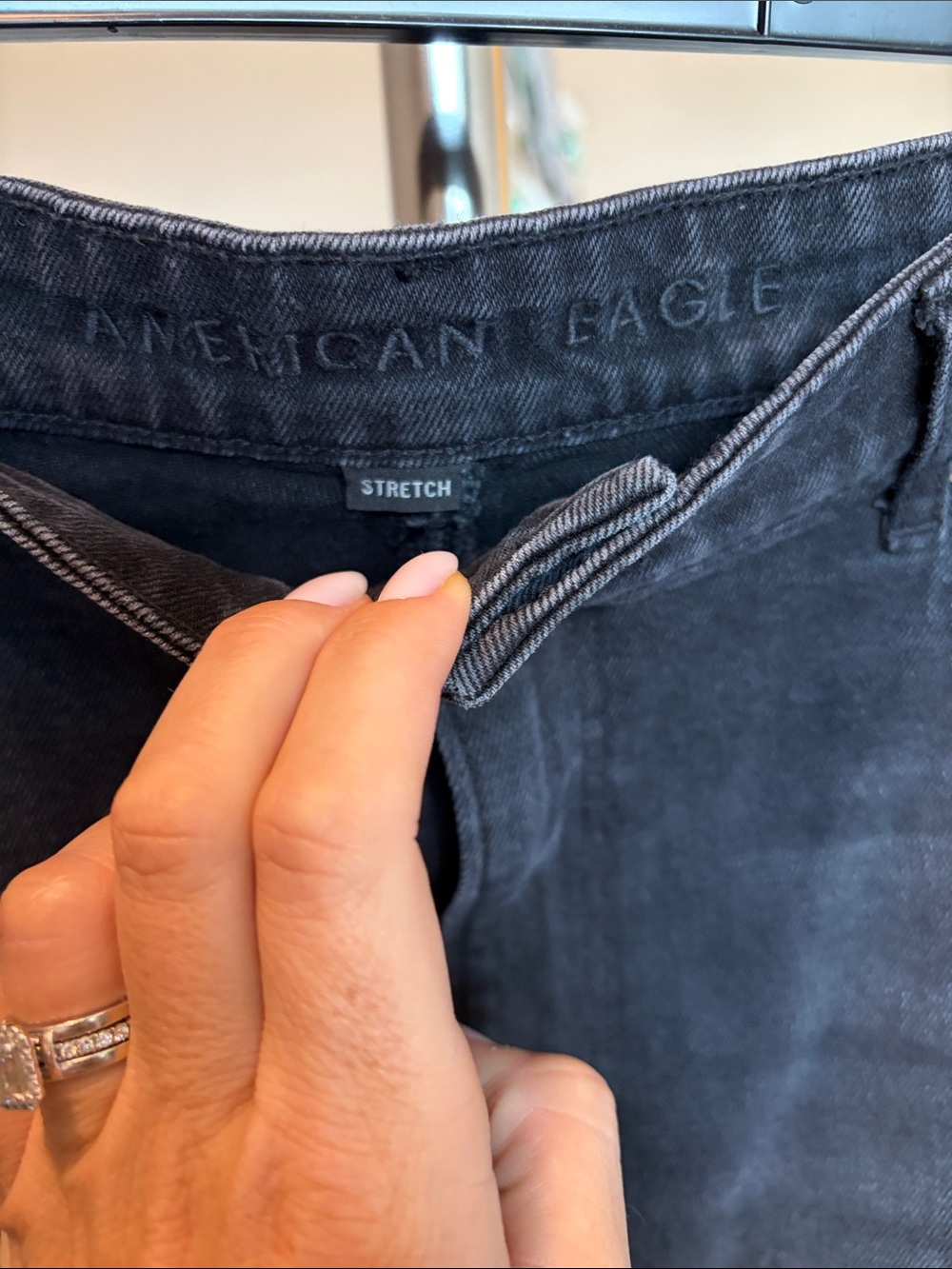 American Eagle Outfitters Black High-Rise Frayed Hem Denim Shorts image 3
